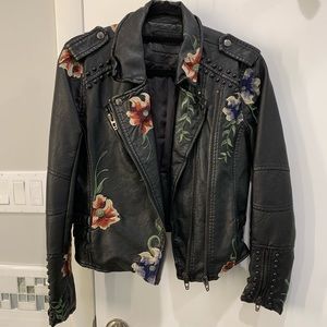 Blank NYC Floral Studded Leather Jacket